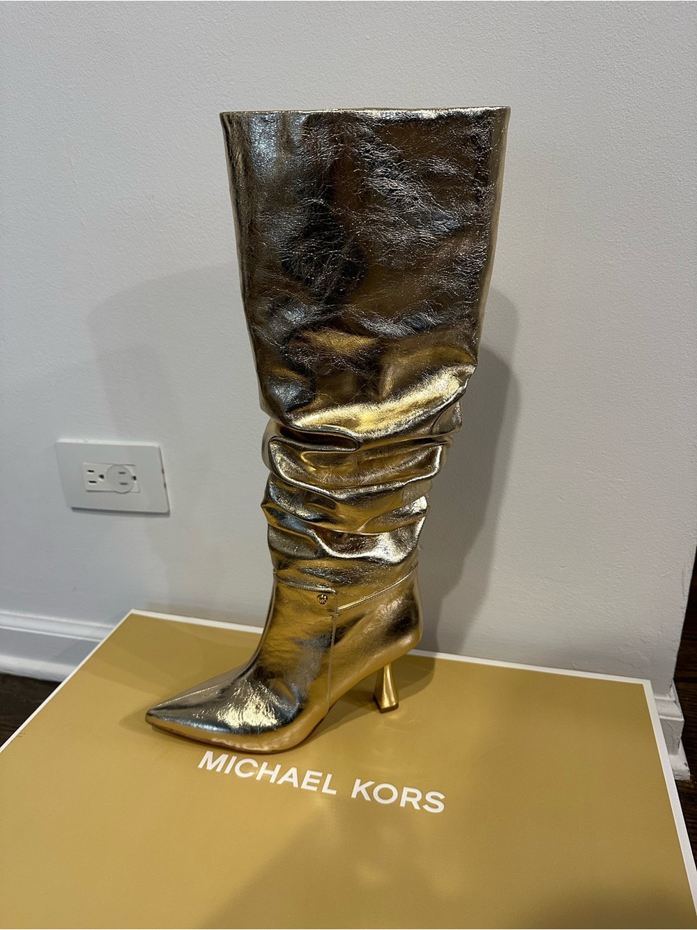 Michael Kors Metallic Gold Knee-High Slouch Boot